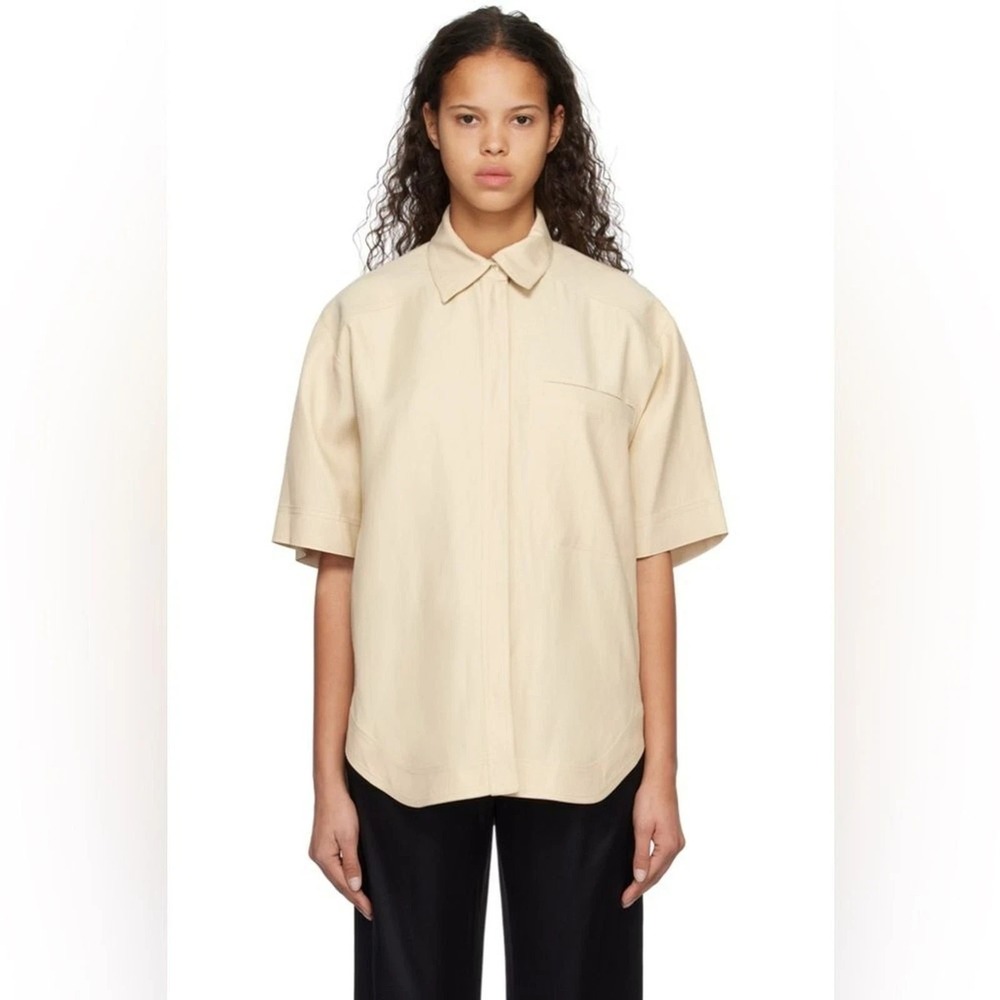 Loulou Studio Moheli Shirt  Linen Blend Button Up Womens M Cream Oversized